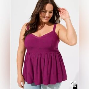 Babydoll swing camisole peplum top size 3 22/24 flowy dark plum autumn fall boho